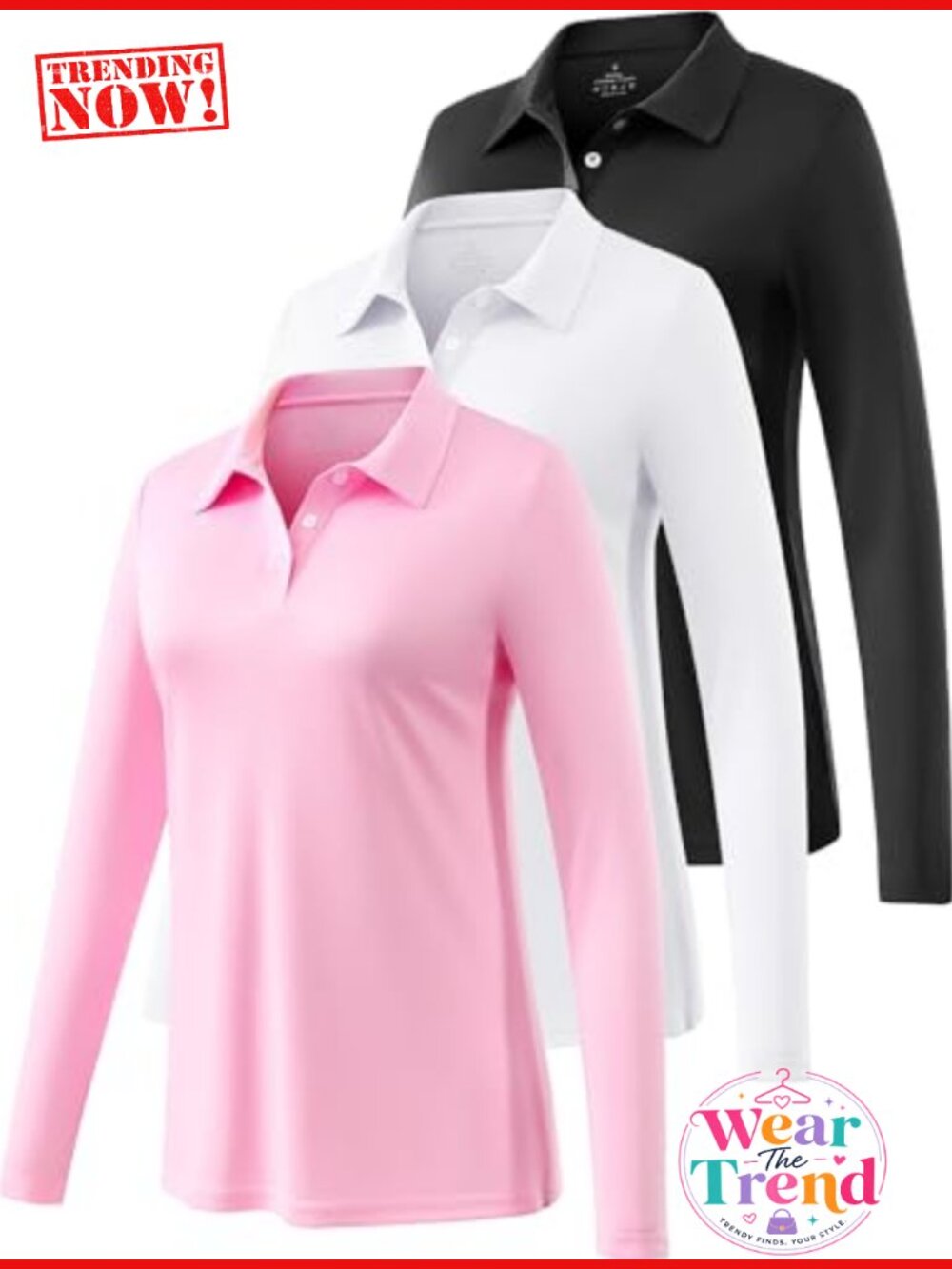 Women's Long Sleeve Golf Polo Shirt UV Protection Moisture Wicking